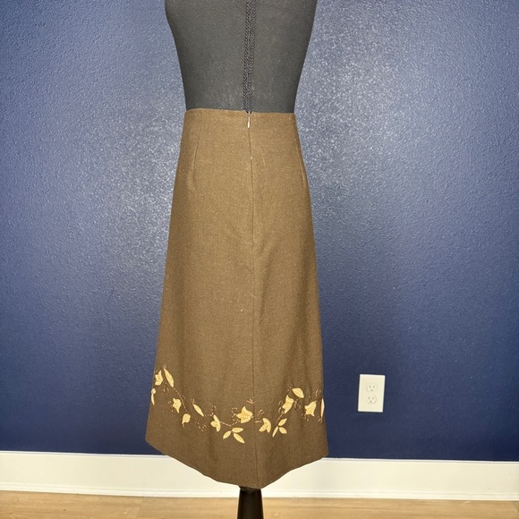 Ann Taylor Brown Embellished Midi Pencil Skirt, Size 8 (runs small) - Picture 3 of 9